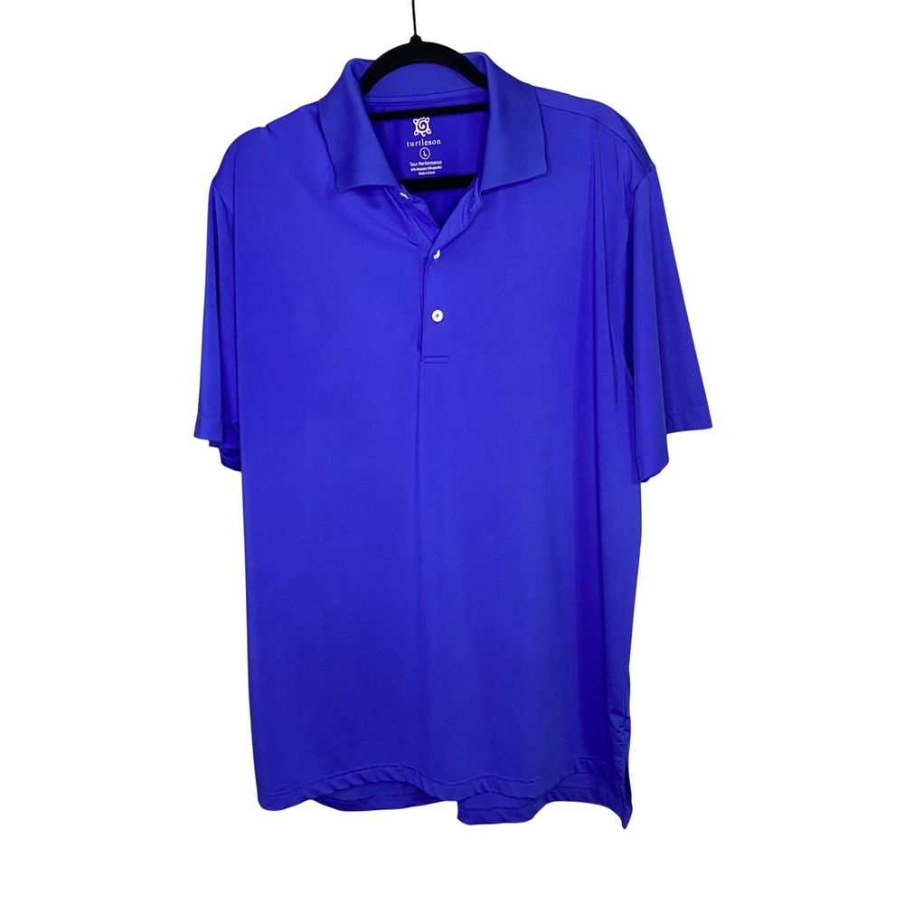 TurtleSon Mens Tour Performance Golf Polo Shirt Royal Blue Size Large‎